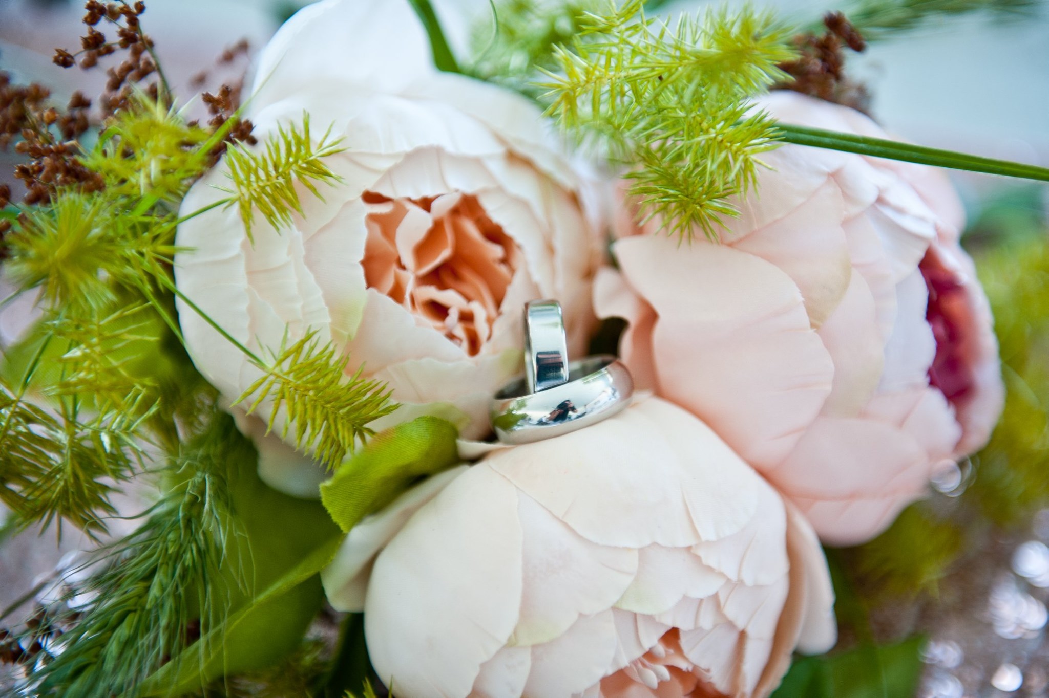 Peony Flowers with Wedding Rings