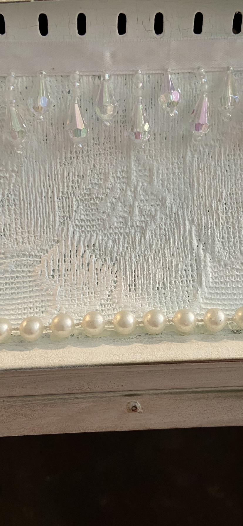 Close up of Pearl Garland used in vintage lamp makeover.